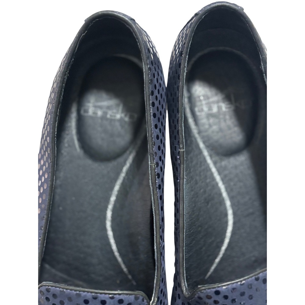 Dansko Navy Blue Metallic Polka Dot Slip On Loafers‎ Flats Size 38 - Picture 4 of 7